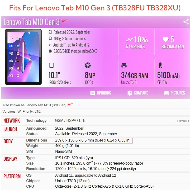 Capa For Lenovo Tab M10 3rd Ge - Lenovo Tablet M10 Accessories のレビューと価格